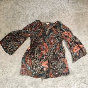Paisley 3/4 long sleeve loose retro Spense blouse